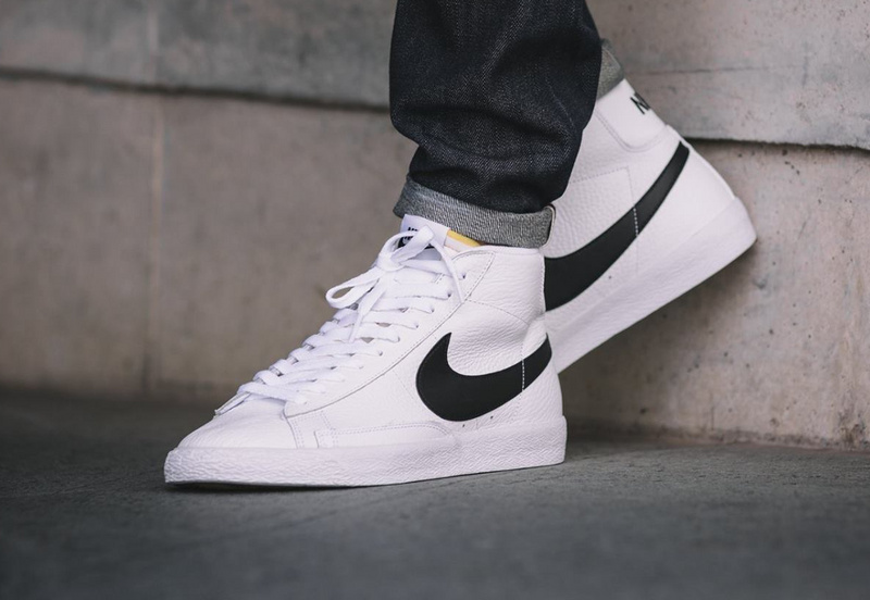 Nike Blazer Mid Retro 845054-102 Белые,кожаные с чёрным лого