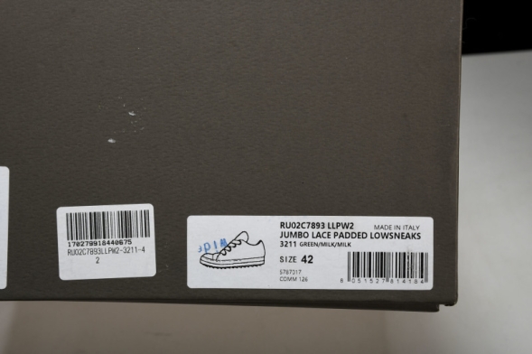 Rick Owens Jumbo Lace Padded Lowsneaks RU02C7893 LLPW2 